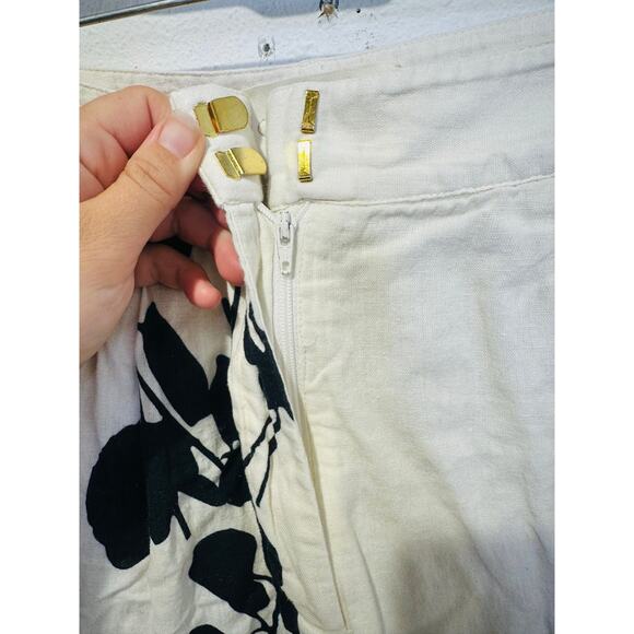 CAROLINA K Off-White Black Floral Abstract Design Zai Button Fly Trousers Size S - Picture 8 of 15
